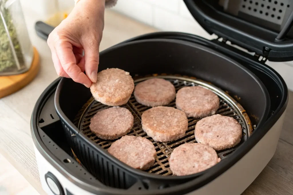 Arranging Sausage Patties in the Basket