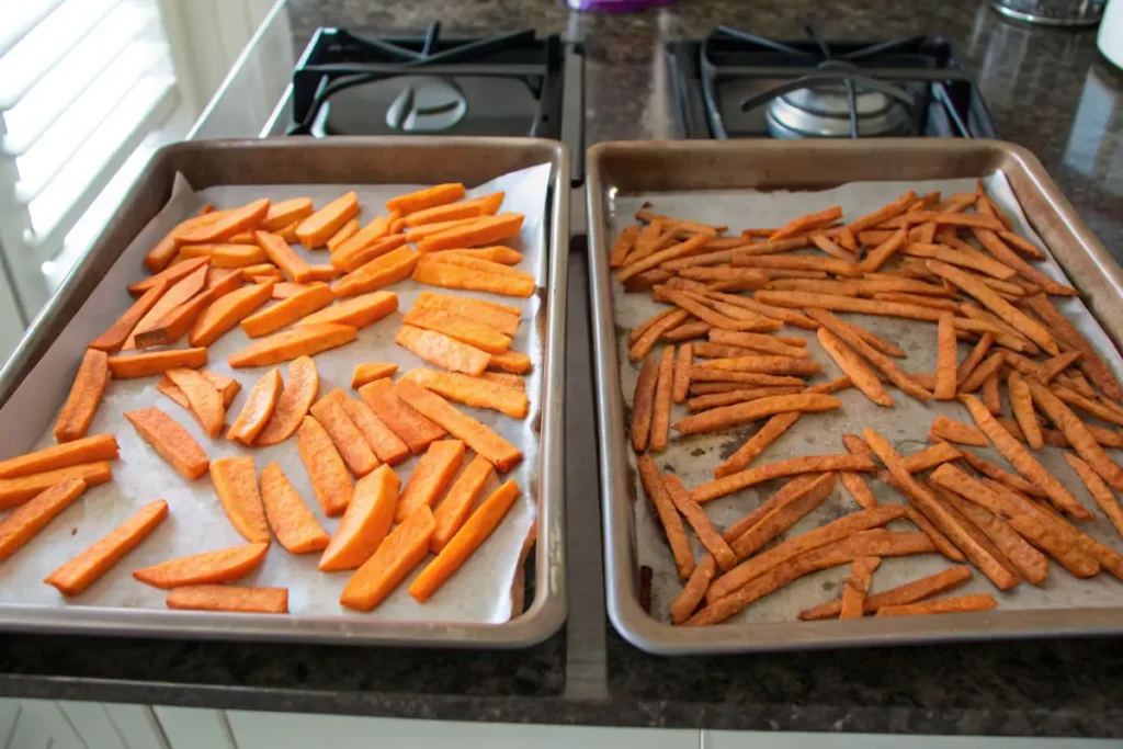 Why won't my sweet potato fries get crispy