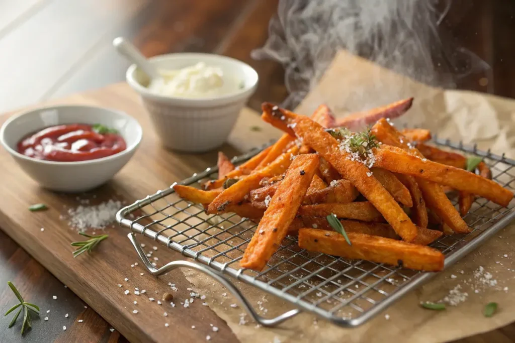 Resting fries to prevent steaming