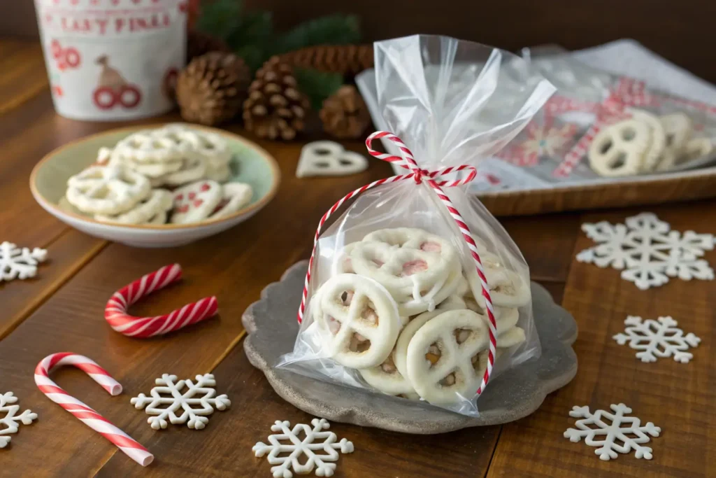 White Chocolate Covered Pretzels as Gifts