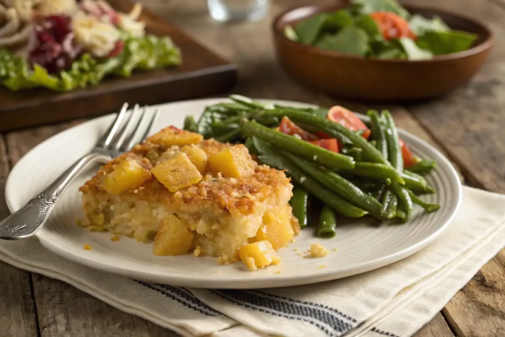 serving of pineapple casserole